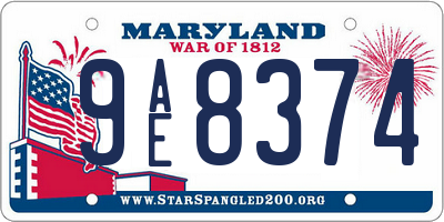 MD license plate 9AE8374