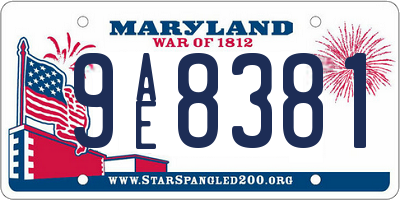 MD license plate 9AE8381