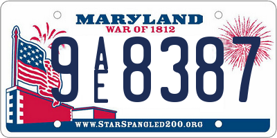 MD license plate 9AE8387