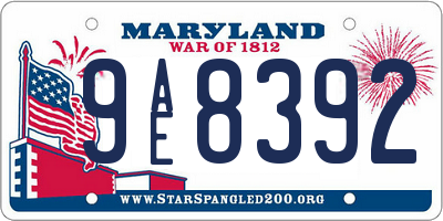 MD license plate 9AE8392