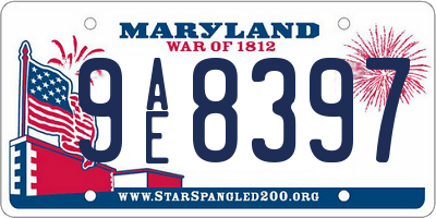 MD license plate 9AE8397