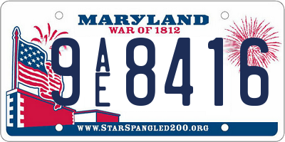 MD license plate 9AE8416
