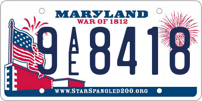 MD license plate 9AE8418