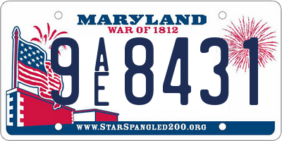 MD license plate 9AE8431
