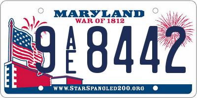 MD license plate 9AE8442