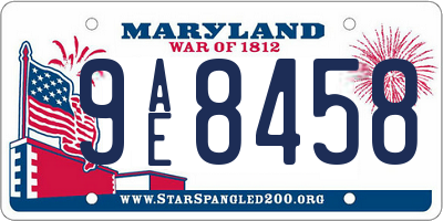 MD license plate 9AE8458