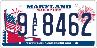 MD license plate 9AE8462