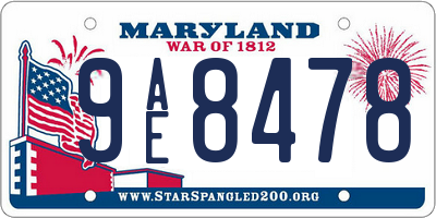 MD license plate 9AE8478