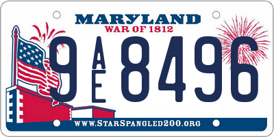 MD license plate 9AE8496