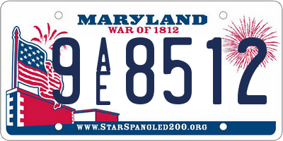 MD license plate 9AE8512