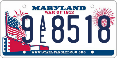 MD license plate 9AE8518