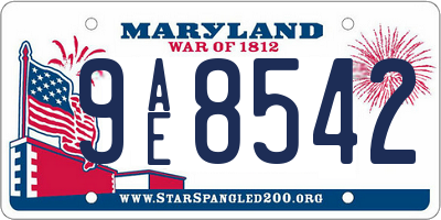 MD license plate 9AE8542