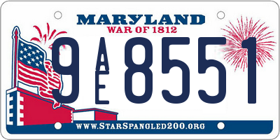 MD license plate 9AE8551