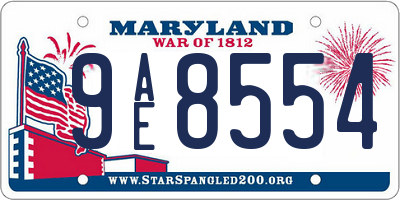 MD license plate 9AE8554