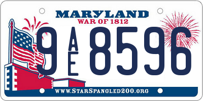 MD license plate 9AE8596