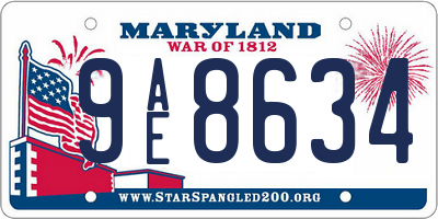 MD license plate 9AE8634
