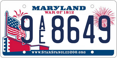 MD license plate 9AE8649
