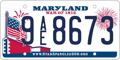MD license plate 9AE8673