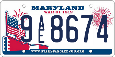 MD license plate 9AE8674