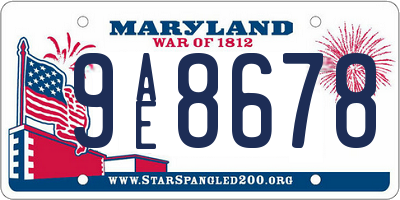 MD license plate 9AE8678