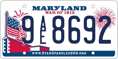 MD license plate 9AE8692