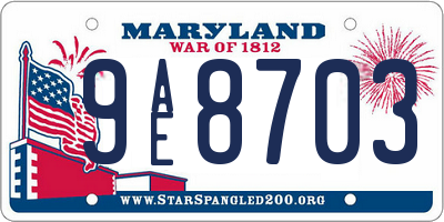 MD license plate 9AE8703