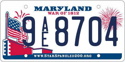 MD license plate 9AE8704