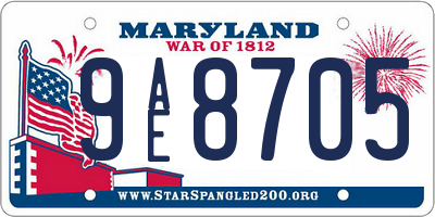 MD license plate 9AE8705