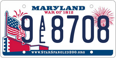MD license plate 9AE8708