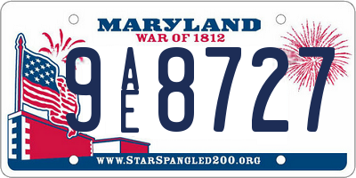 MD license plate 9AE8727