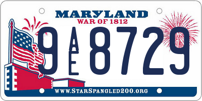 MD license plate 9AE8729