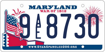 MD license plate 9AE8730