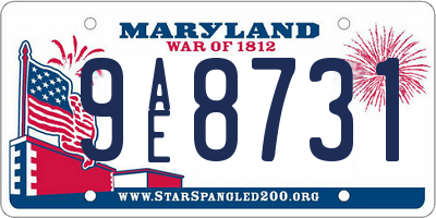 MD license plate 9AE8731