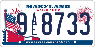 MD license plate 9AE8733