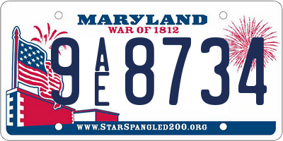 MD license plate 9AE8734