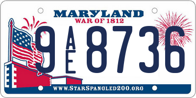 MD license plate 9AE8736