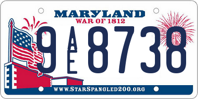 MD license plate 9AE8738
