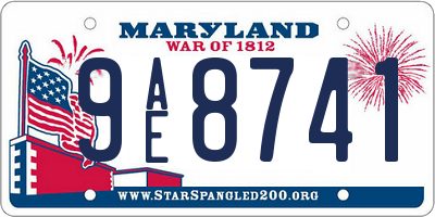 MD license plate 9AE8741