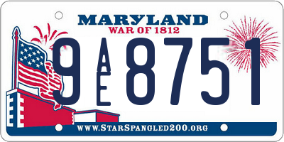 MD license plate 9AE8751