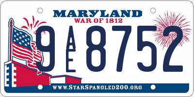 MD license plate 9AE8752