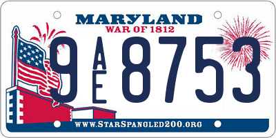 MD license plate 9AE8753