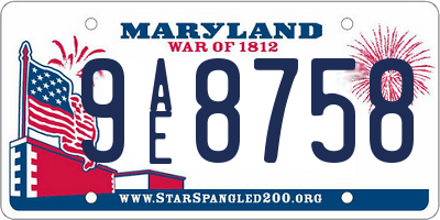 MD license plate 9AE8758