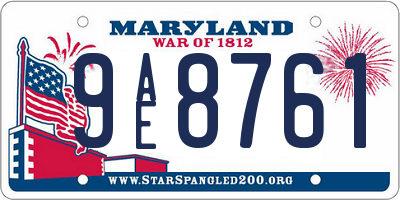 MD license plate 9AE8761