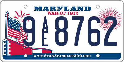 MD license plate 9AE8762