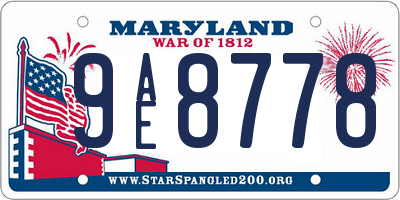 MD license plate 9AE8778
