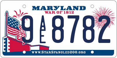 MD license plate 9AE8782
