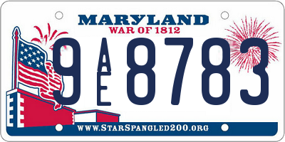 MD license plate 9AE8783