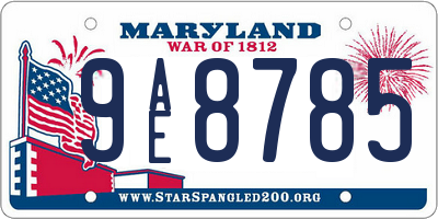 MD license plate 9AE8785