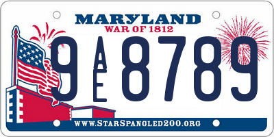 MD license plate 9AE8789