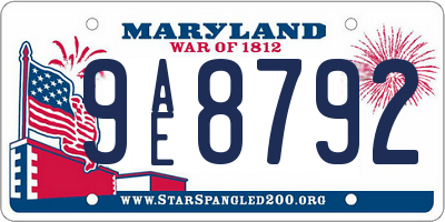 MD license plate 9AE8792